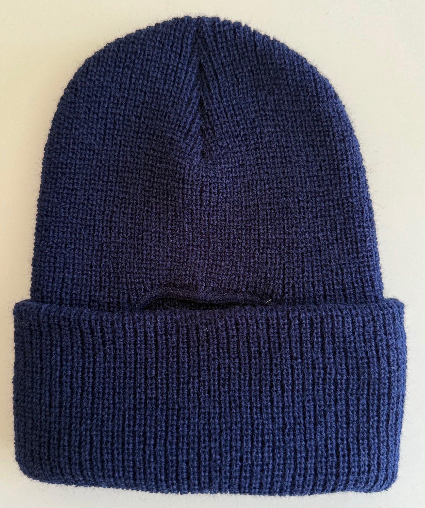 Navy Blue Loose knitted watch cap with hair opening – Rosie's