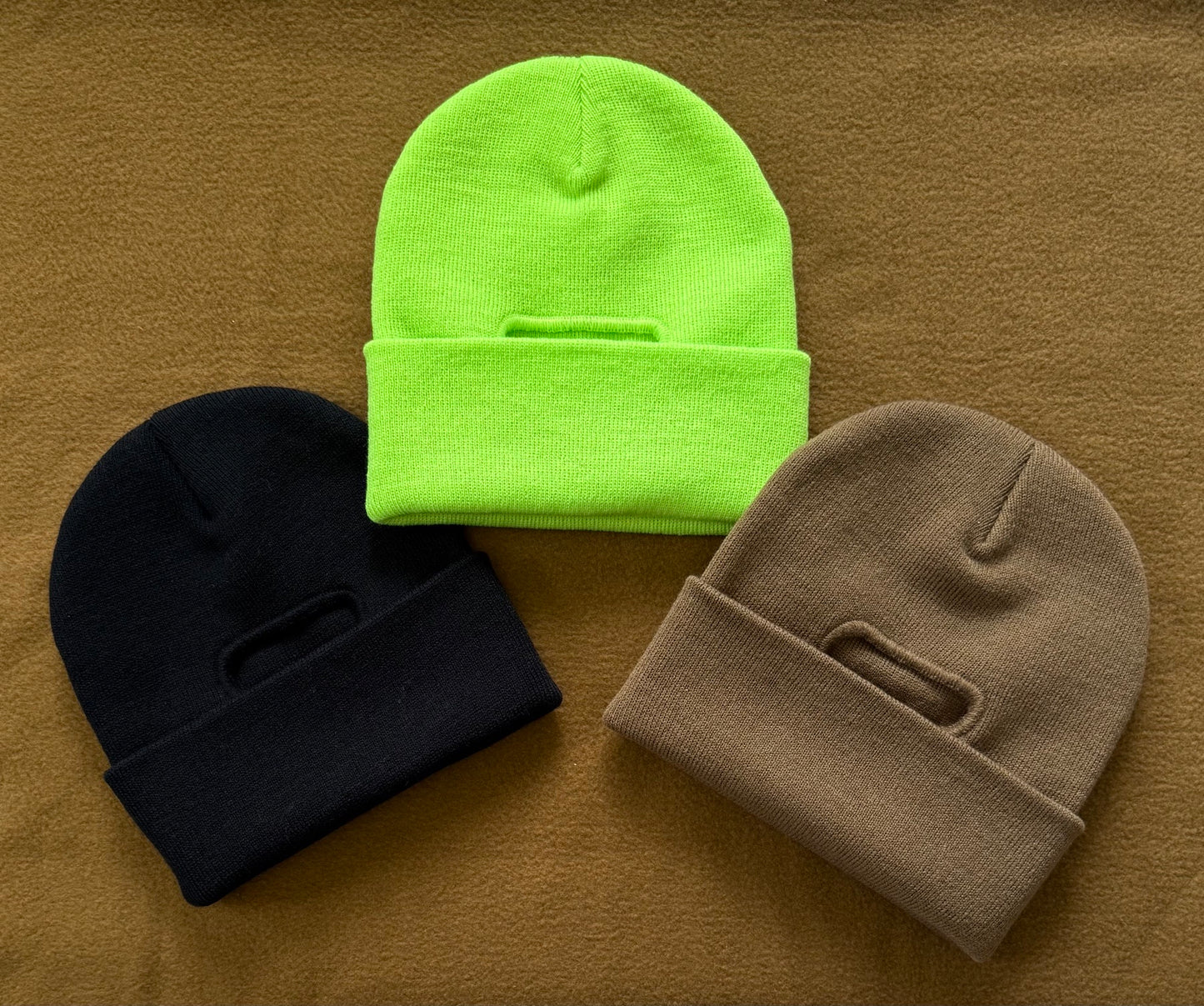 Tight knitted watch cap with hair opening